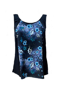 Tank Top Chlorine Resistant - Black with Karijini Print front panel