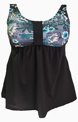 Swing Tankini Top Chlorine Resistant - Black & Karijini Print