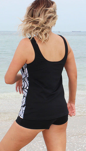 Tank Top Chlorine Resistant - Printed side panels in black fabric (26-32)