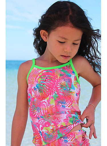 Girls Tankini Top - Chlorine Resistant - Fish Print