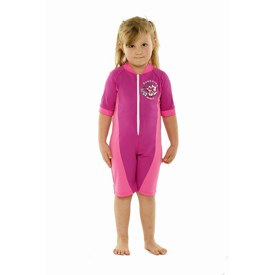 Girls Bodysuit Zip Front - Pink and Light Pink