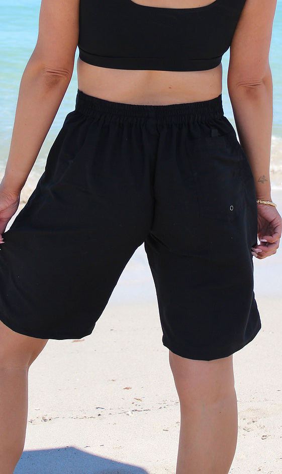 Long Boardshorts - Black Plus Size 26-32