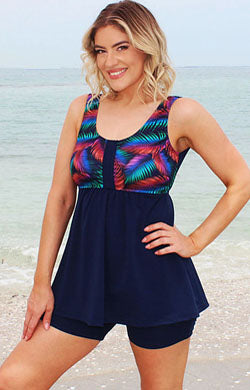 Swing Tankini Top Chlorine Resistant - Navy & Miami Print